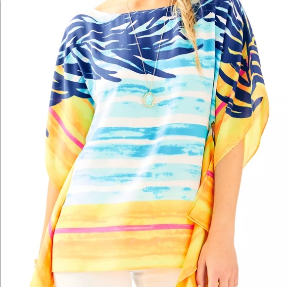 New Lilly Pulitzer Caftan Silk Top - Picture 2 of 6